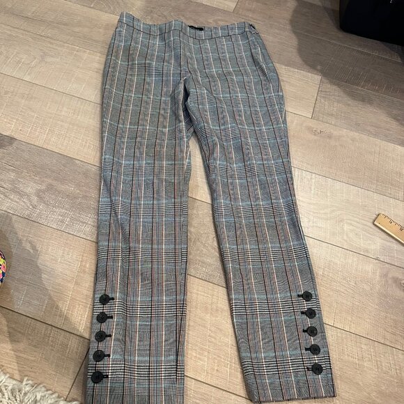 TALBOTS GRAY PLAID SIZE 6 CHATHAM ANKLE PANTS SIDE ZIP CLOSURE WOMENS - Picture 1 of 12